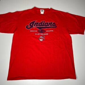 Vintage 2005 Cleveland Indians‎ T-Shirt Lee Sport MLB Chief Wahoo Red Size L